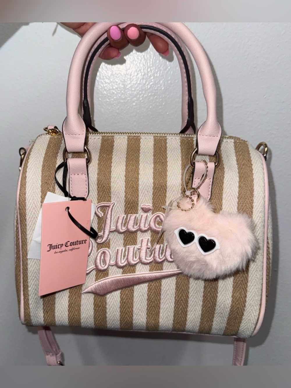 NEW Juicy Couture Sandstone Stripe#9 Free to Be Juicy Speedy Satchel